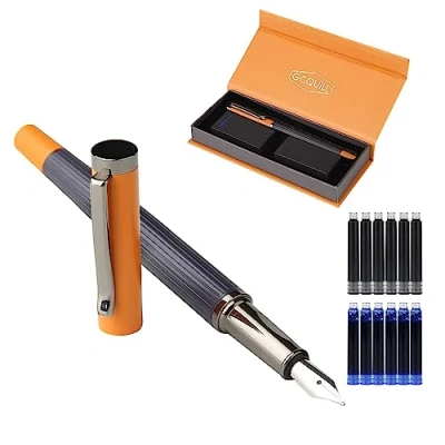 Image de Stylo plume à pointe fine avec 12 cartouches d&#039;encre et convertisseur de recharge d&#039;encre, coffret cadeau pour écrire, journal, calligraphie GC F12