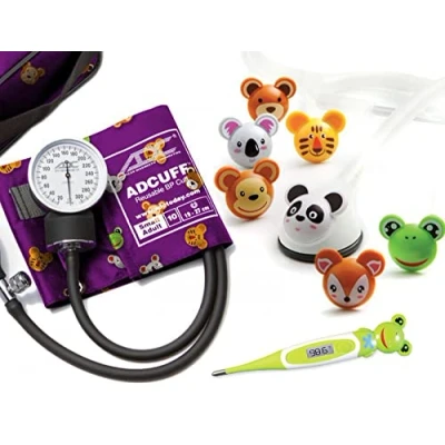 Image de ADC Pro’s Combo Adimals kit: Tensiomètre anéroïde de poche, stéthoscope pédiatrique et thermomètre