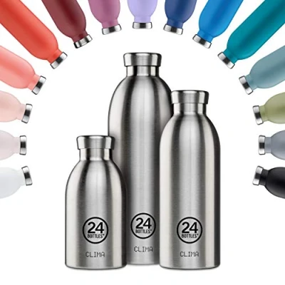 Image de 24Bottles Clima Bottles Bouteille d&#039;eau isotherme de 325 ml, 500 822 ml Bouteilles avec couvercle 100% étanche (12 heures boissons chaudes et 24 froides),