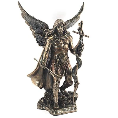Image de G&amp;S Statue l&#039;archange Saint Gabriel Neuf resine Laitonnée Figure Religion 24cm