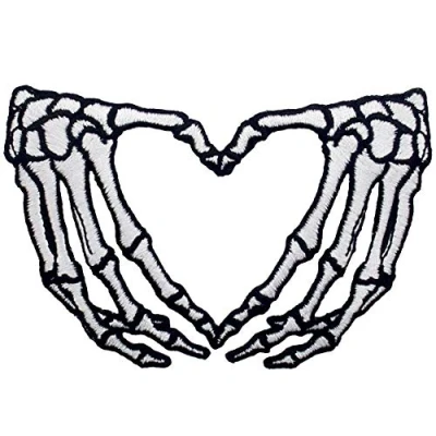 Image de Patch brodé en forme de Mains coeur squelette, à coudre ou coller avec fer repasser
