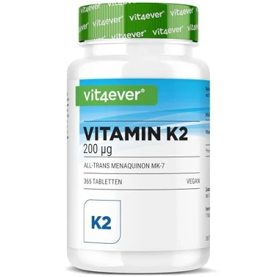 Image de Vitamine K2 MK7 365 comprimés 200 µg par comprimé Teneur en MK 7 ménaquinone &gt;99,7% Haute dose Sans additif indésirable Vegan
