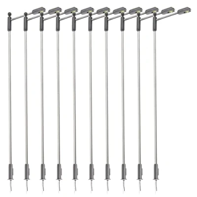 Image de eMagTech 10pcs Modèle Ferroviaire Paysage LED Lumière Lampadaire Réverbères 3V 1:100 en Acier Inoxydable Plastique pour Chemin de Fer Poste