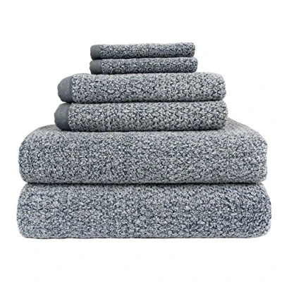 Image de Everplush Diamond Jacquard Lot de 6 Serviettes Bain Bleu foncé