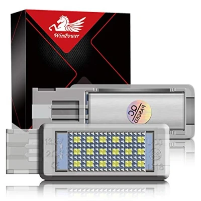 Image de WinPower Voiture Lumière Plancher, Sous lumières porte, Lampe bagages, Ampoule boîte gants, Lampes coffre 6000K Blanc pur Compatible avec VW/Au di/Se at/Sko da/Por sche ect., 2 Pièces