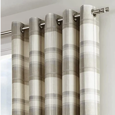 Image de Dreams &#039;n&#039; Drapes Housse à Carreaux Fusion, Tissu, Naturel, Curtains: 46&quot; Width x 54&quot; Drop (117 137cm)