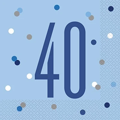 Image de Unique Party Serviettes de Table en Papier, 83558, Bleu/argenté