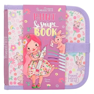 Image de Depesche 12102 Princess Mimi Paint &amp; Swipe Book, Livre de coloriage avec Pages effaçables, 6 feutres Inclus, Multicolore