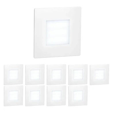 Image de ledscom.de 10 pièces Lumière d&#039;escalier LED/lampe murale encastrée FEX pour l&#039;intérieur et l&#039;extérieur, carrée, 85 x 85mm, blanc froid