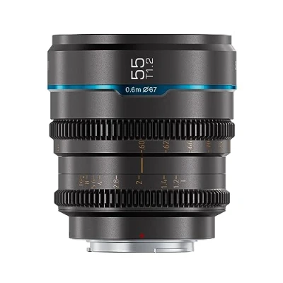 Image de SIRUI Night Walker 55 mm S35 Objectif Cine à mise au point manuelle, T1.2 grande ouverture RF Mount pour RED Komodo, R7, R10, C70, R50 (MS55R G, gris métallique)