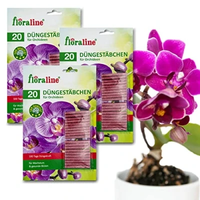 Image de floraline® 60 bâtonnets d&#039;engrais pour orchidées jusqu&#039;à 100 jours (par bâtonnet), de magnifiques fleurs avec croissance et saines, utilisation douce