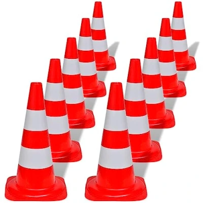 Image de vidaXL 10x Cône Signalisation Réfléchissant Rouge Blanc Parking Trafic Route