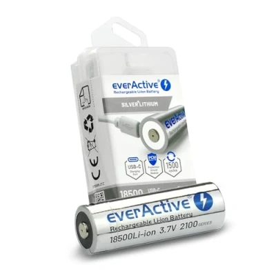 Image de everActive EV18500 21M Batterie Li ION 3,7 V 2100 mAh avec USB C Circuit de Protection PCM Préchargée jusqu&#039;à Max. 30% 1 pièce