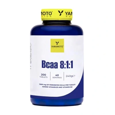 Image de YAMAMOTO Nutrition, BCAA 8:1:1 200 Comprimés, Supplément Diététique d&#039;Acides Aminés à Chaînes Ramifiées avec Vitamine B1 et B6, Sportif