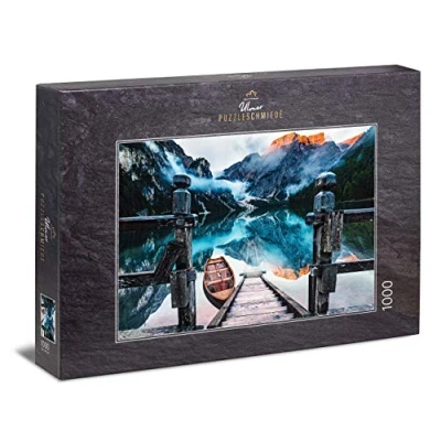 Image de Ulmer Puzzleschmiede Puzzle lac de Braies 1000 pièces Le en soirée, Devant Seekofel dans Les Dolomites, Tyrol du Sud