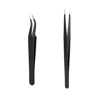 Image de Pince à épiler Les Sourcils,2 PCS Sourcils Pincettes en Acier Inoxydable Econtal Épiler pour Cils Poils Incarnés Échardes du Visage
