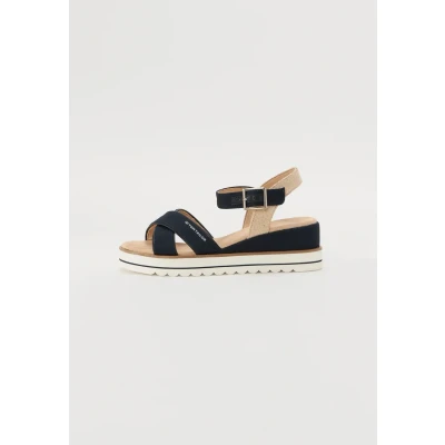 Image de TOM TAILOR Femme 9590210006 Sandale cale, Bleu Marine, 38 EU
