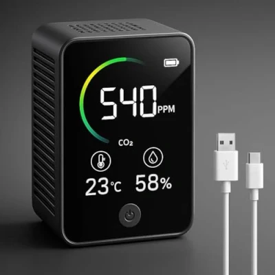 Image de TOMO Compteur de CO2 3 en 1 Moniteur Qualité l&#039;Air, Température, Humidité Particules Mètre PM2.5 Capteur NDIR