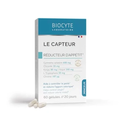 Image de BIOCYTE Le Capteur Complement Alimentaire Coupe Faim Konjac, Gymnema Sylvestre, Chrome, Vitamine B1 60 gélules Programme de 20 Jours