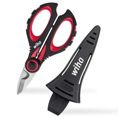 Image de Wiha 160 mm SB Prof. Elec Câble Ciseaux avec fonction à sertir, pour le raccourcissement, abmanteln, dénuder &amp; sertir de câbles, étui protection clip Z71716006SB