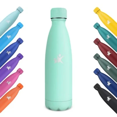 Image de KollyKolla Gourde Isotherme, 500ml, Inox sans BPA, Isolation Double Paroi, Bouteille d&#039;eau Reutilisable, Isotherme Acier Inoxydable, pour Enfant, Adulte, Sport, École Bleu Vert