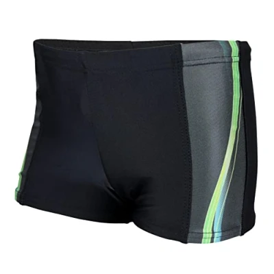 Image de Aquarti Maillot de Bain avec Insert Contrasté Boxer Natation pour Garçon, 13722 Nior/Vert, 164
