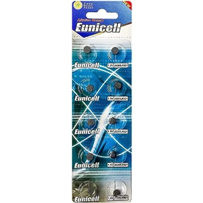 Image de Eunicell Lot de 10 piles bouton AG0 Type LR63 LR521 SR521W 379