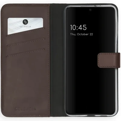 Image de Étui en cuir véritable pour Samsung Galaxy S21 Plus SELENCIA Brun Support de téléphone résistant aux chocs