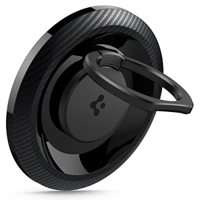 Image de Spigen O Mag Anneau Téléphone Magnétique pour MagSafe, 360 Rotation, Poignées Compatible avec Modèles iPhone 16 Pro Max, Pro, 16, Plus, 15, 14, 13 et 12 Carbon