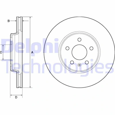 Image de DELPHI BG4799C Disque de frein 314 25 5 ventilé revêtu à haute teneur en carbone sans roulement roue, bague ABS AUDI: A4 B8 Berline