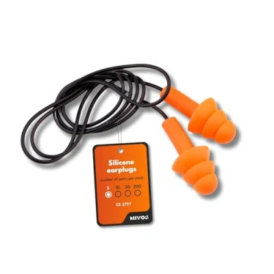 Image de Mivos Lot de 5 Paires Bouchons d&#039;Oreille Réutilisables en Silicone Étanche et Souple avec Cordon Réduction du Bruit 32 dB pour une Protection Auditive Optimale