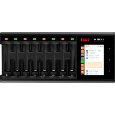 Image de ISDT N8 Chargeur de piles rondes NiMH, NiCd, NiZn, Li ion, LiHV, LiFePO LR6 (AA), LR03 (AAA), 14500, 10440