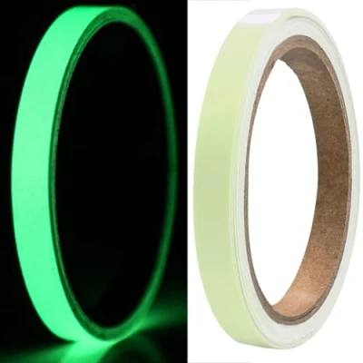 Image de 1 Rouleau Fluorescent,Bande Fluorescente Autocollante,Autocollant Fluorescent,Autocollant,Ruban Fluorescent Adhesif,pour Utilisation sur Scènes,Escaliers,Couloirs,Panneaux de Sortie,5m * 10mm(Vert)