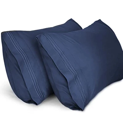 Image de Lirex 2 Pack Taies d&#039;oreiller, d&#039;oreiller en Microfibre Brossée Douce de Haute Qualité, Lavable Machine, Infroissable, Respirant, (Bleu, 50 cm x 75 cm)