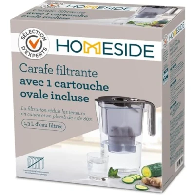 Image de BWT Filtre à eau Homeside Noir 2,6l avec 1 cartouche d&#039;eau filtrée douce pour potable le calcaire, chlore, plomb et cuivre