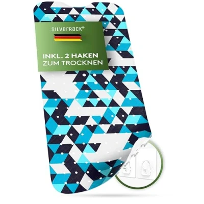 Image de SilverRack Tapis de bain 100 x 40 cm (motif 3D turquoise) antidérapant baignoire sans BPA pour enfants et bébés douche résistant à la moisissure lavable en machine