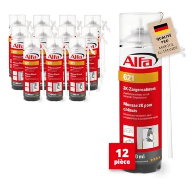 Image de 621 ALFA Mousse PU expansive bi composants 400ml manuelle pour châssis, à durcissement rapide, rendement du volume 12 14 l (une fois posé), lot de