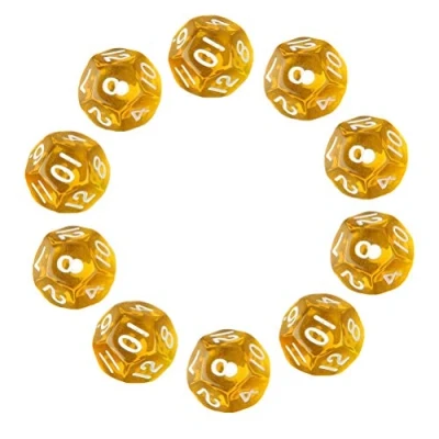 Image de Deolven D12 Dés, 10 Pièces Transparent Jaune Polyédriques 12 Faces Clair Dice pour DND MTG RPG Donjons et Dragons