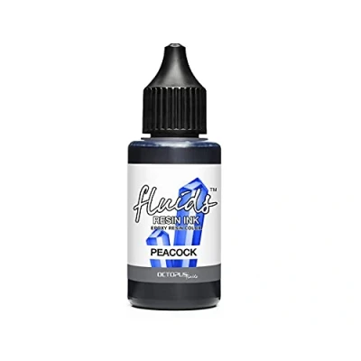 Image de Octopus Fluids Peacock Encre à base d&#039;alcool pour résine époxy et UV, couleur bleue, 30 ml