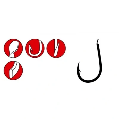 Image de Gamakatsu LS 3310F Hooks Black (25pcs) Size 2/0 Hameçons carpe