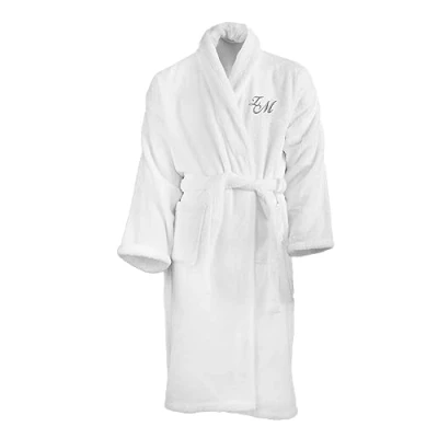 Image de BGEUROPE Peignoir col Blanc 100% coton Taille M Monogramme + Nom