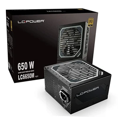Image de LC POWER 650W Alimentation PC, Entièrement modulaire,Certifié 80 Plus Gold, PSU Gaming, ATX, Garantie 5 Ans, LC6650M