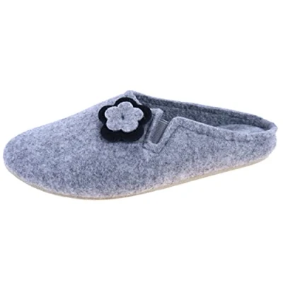 Image de APREGGIO Pantoufles Intérieur pour Femmes Chaudes Chaussons Femme Feutre Semelle en caoutchouc Gris 37