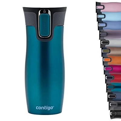Image de Contigo West Loop Autoseal Travel, Thermique en acier inoxydable, Fiole à vide, Gobelet étanche, Tasse café avec couvercle facile nettoyer sans BPA, Baie, 470 ml