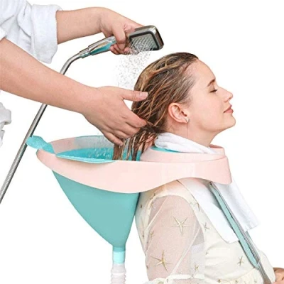Image de Portable Bacs pour shampooing Lavabo à Mobile Lit Bain Bol de Cheveux Salon Outil avec Drainer Tube Personnes âgées, Désactivé, Alité et Handicapé 46 x 41 36cm