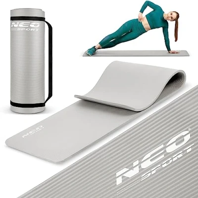 Image de Neosport Tapis de gymnastique flexible, antidérapant, léger et durable, imperméable, extensible, compact, avec cordon transport, 60 x 183 1 cm, gris