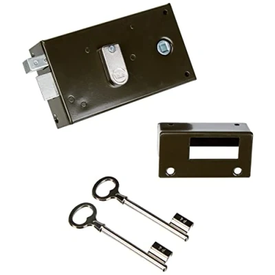 Image de Yale Serrure en Applique Horizontale à fouillot Gauche YAH36G Kaki, 2 Clés fournies, Axe 55 mm, Carré de 6 Version pour Porte intérieure Communication