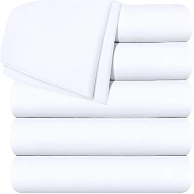 Image de Utopia Bedding Lot de 6 draps Plats en Microfibre brossée Douce, Dessus résistants au rétrécissement et à la décoloration, Facile d&#039;entretien (lit Double, Blanc)