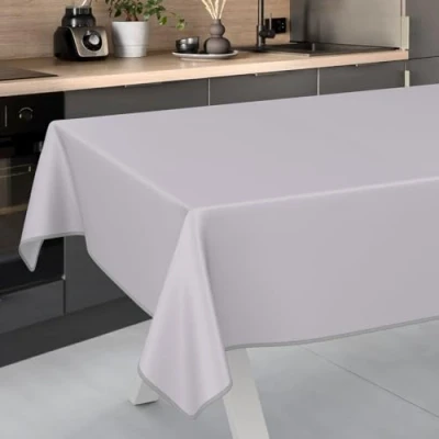 Image de ANRO Nappe en Toile cirée Lavable, pour Table de Jardin, extérieur et intérieur, avec Ourlet, Grise, 160 x 140 cm