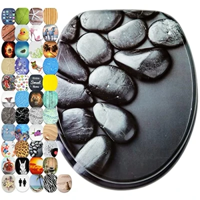 Image de Abattant WC frein de chute soft close Finition haute qualité Fixation facile Pierres Chaudes